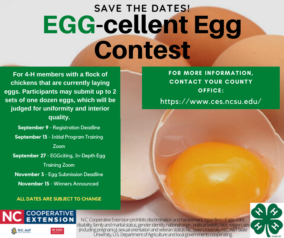 Egg-Cellent Egg Contest Important Dates