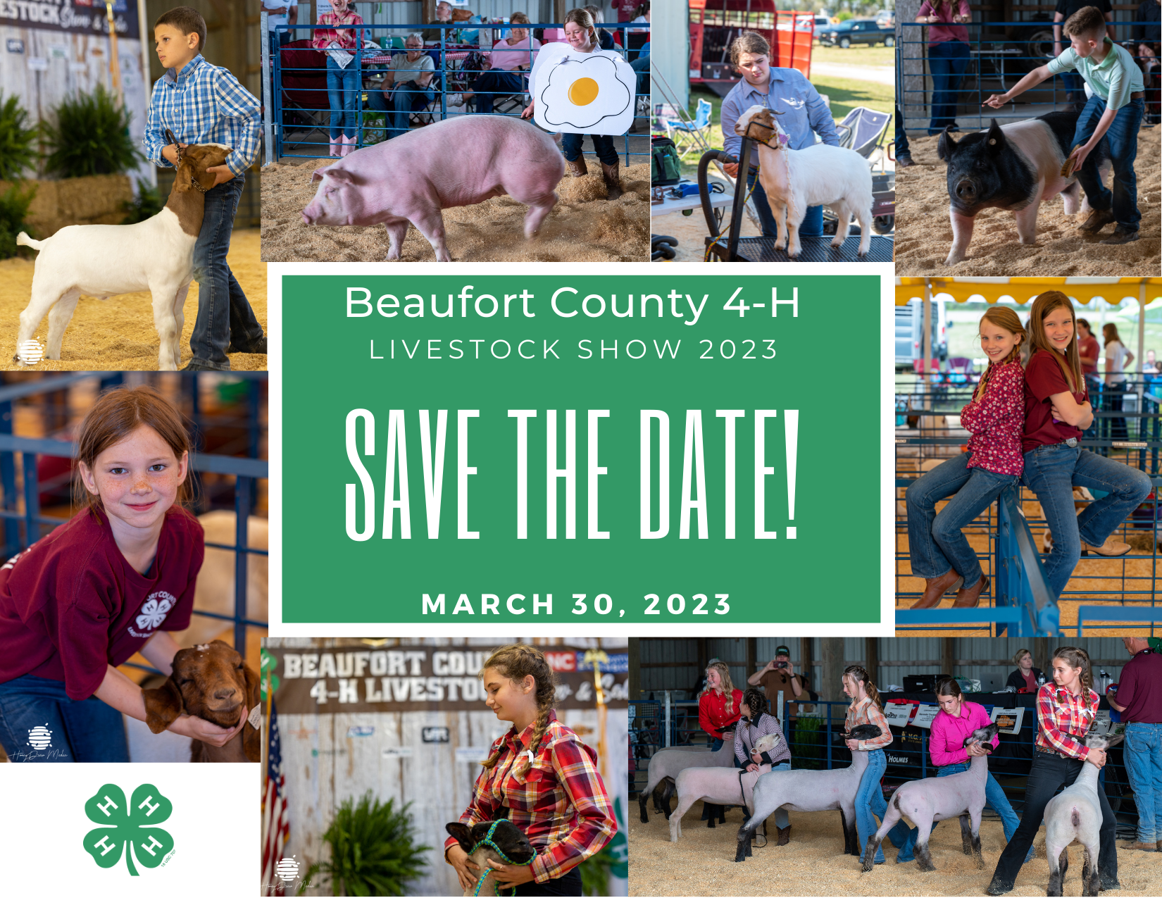 Save the Date for the 2023 Beaufort County 4-H Livestock Show and Sale. March 30, 2023