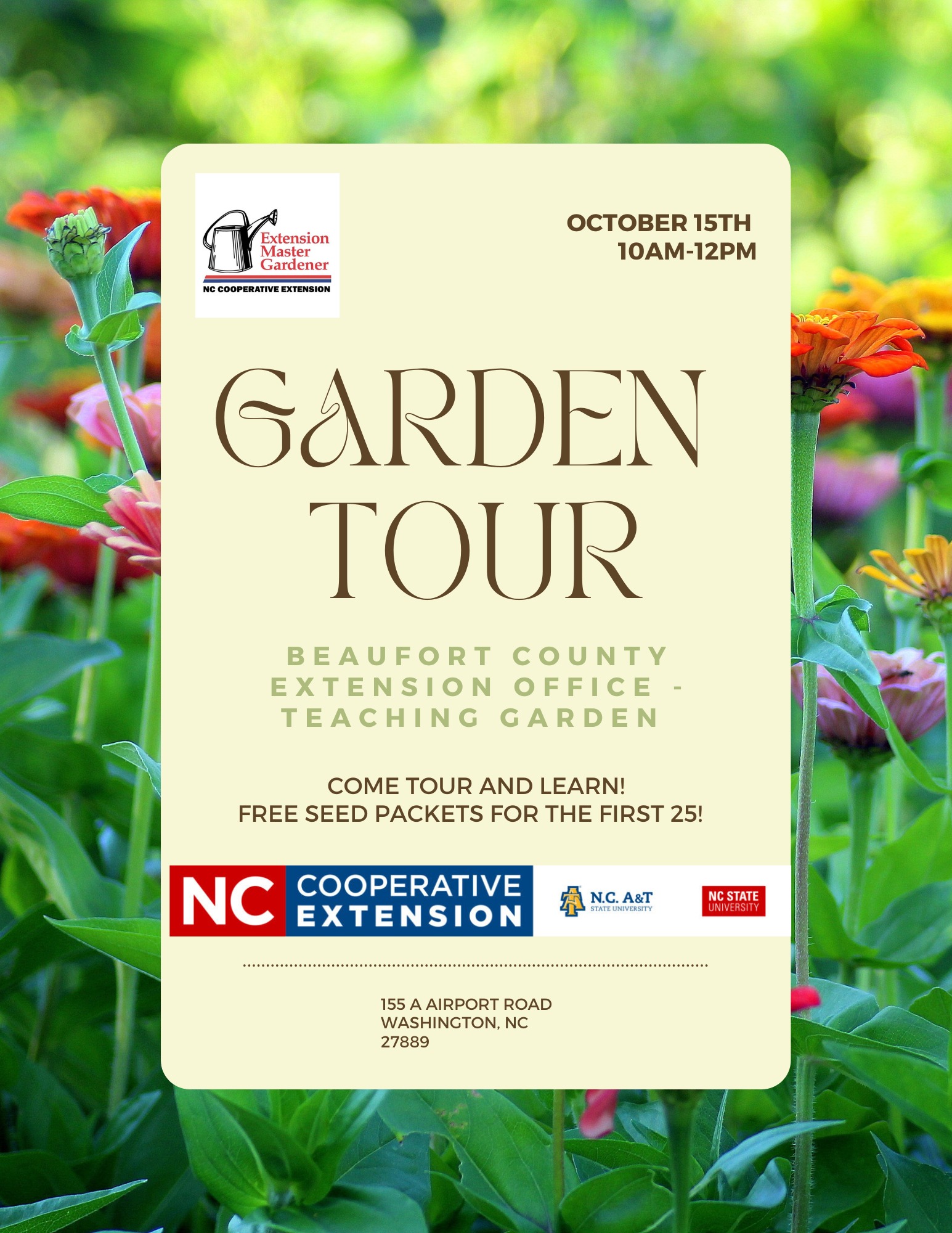 Garden Tour Flyer, October 15th, 10 a.m. – 12 noon.