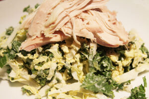 Kale and Napa Cabbage Slaw with Chicken or Salmon