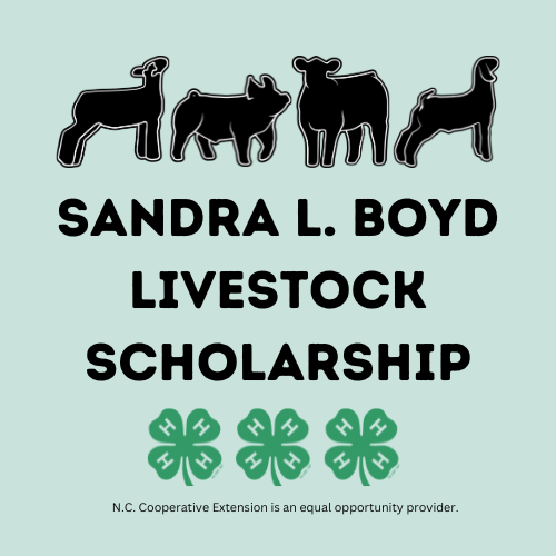 Livestock animal images with "Sandra L. Boyd Livestock Scholarship" as text.