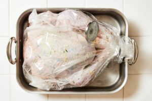 Roasted turkey in oven bag